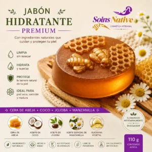 jabón hidratante natural de cera de abeja